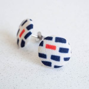 Fabric Button Earrings by Louise Margaret