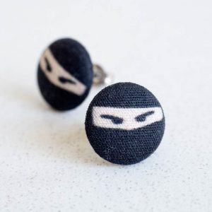 Ninja Fabric Button Earrings