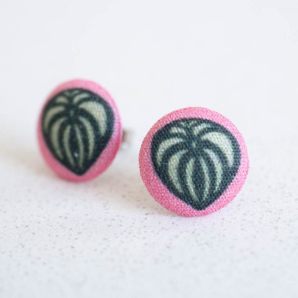 Peperomia Fabric Button Earrings by Louise Margaret